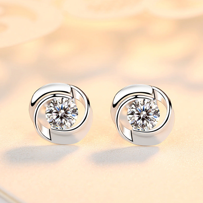 Delphine Silver Rose Stud
